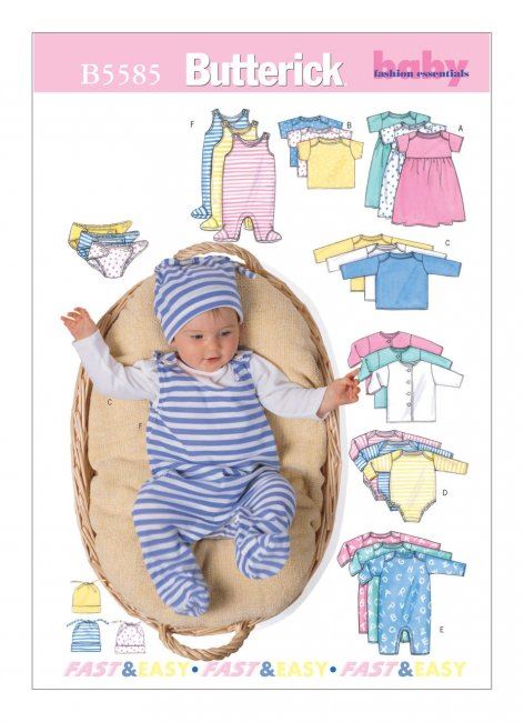 Strih Butterick na dojčenské oblečenie Pr-Nb-Sml B5585/PRE
