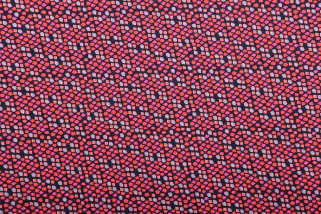 Bavlnený úplet s drobným červeným geometrickým vzorom 12530/015