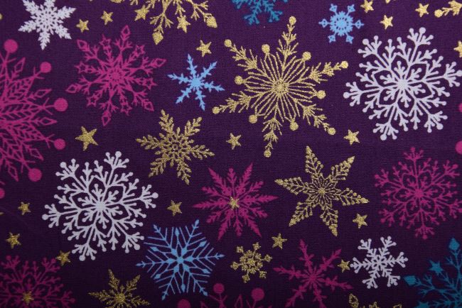 Vianočná bavlnená látka vo fialovej farbe 18714/044