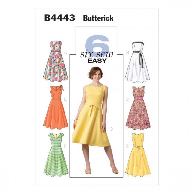 Strih Butterick na šaty vo veľkosti 46-52 B4443-FF