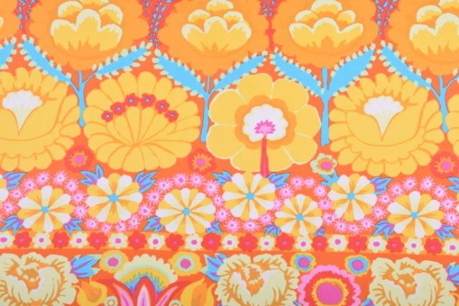 Americká bavlna na patchwork z kolekcie Free Spirit s kvetinovým vzorom PWKF001YELLO