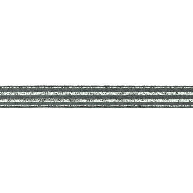Ozdobná guma v šedej farbe s pruhmi 2cm 31849