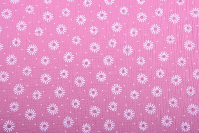 Mušelín v ružovej farbe s potlačou kvietkov 11252/013