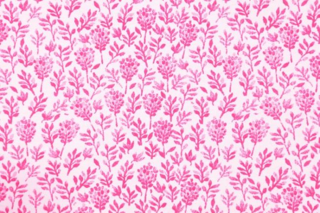 Bavlnený úplet ružovej farby s kvetmi 134.018.0002