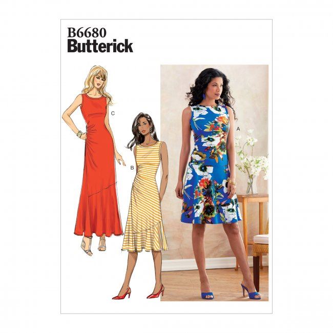 Strih Butterick na dámske letné šaty vo veľkosti 36-44 B6680-A5
