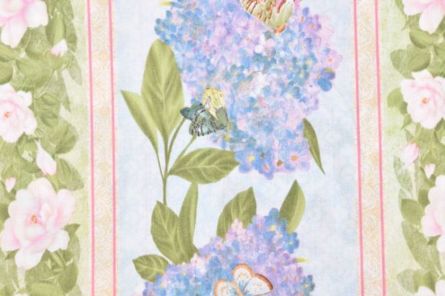 Americká bavlna na patchwork s pruhmi a kvetmi 199PYOPM/58
