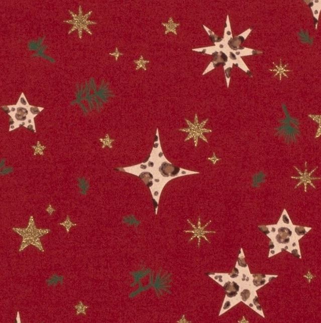 Vianočná bavlnená látka v tmavo červenej farbe 18705/016