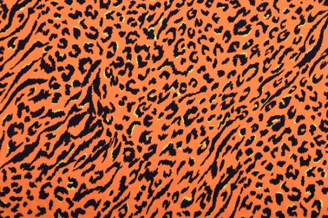 Viskózová látka v oranžovej farbe so zvieracím vzorom 11744/036