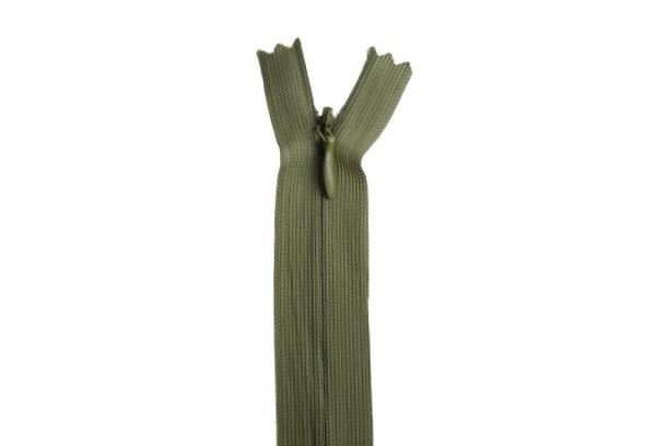 Skrytý zips v khaki zelenej farbe 20cm I-3W0-20-235