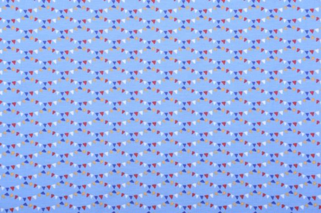 Bavlnený úplet v modrej farbe s geometrickou potlačou 04711/002
