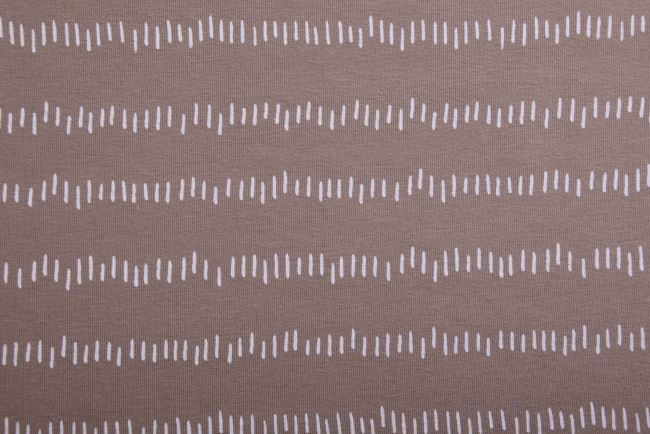 Bavlnený úplet v tmavo béžovej farbe s potlačou čiarok K10134-540D