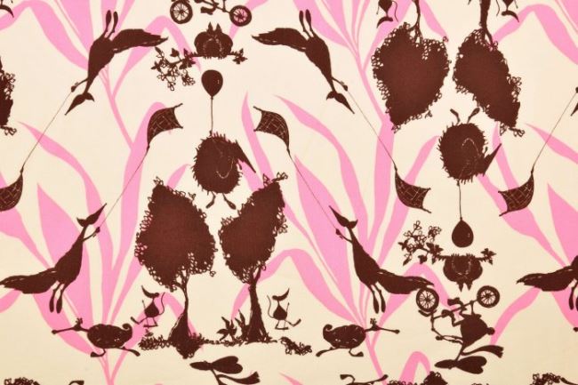Americká bavlna na patchwork s potlačou zvieratiek TG82-Pink