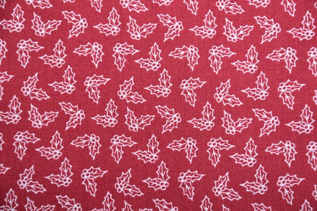 Vianočná látka z bavlny v červenej farbe s potlačou cezmíny K15041-015D
