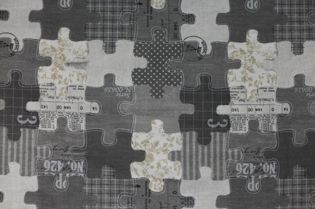 Dekoračná látka s potlačou puzzle 1107/069