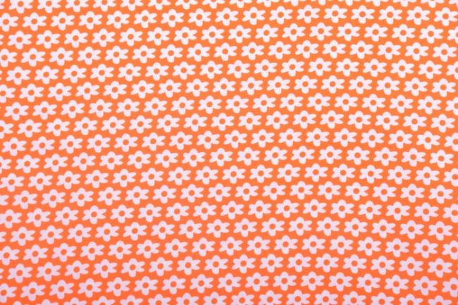 Bavlnená látka v oranžovej farbe s potlačou kvetín KC9090-033