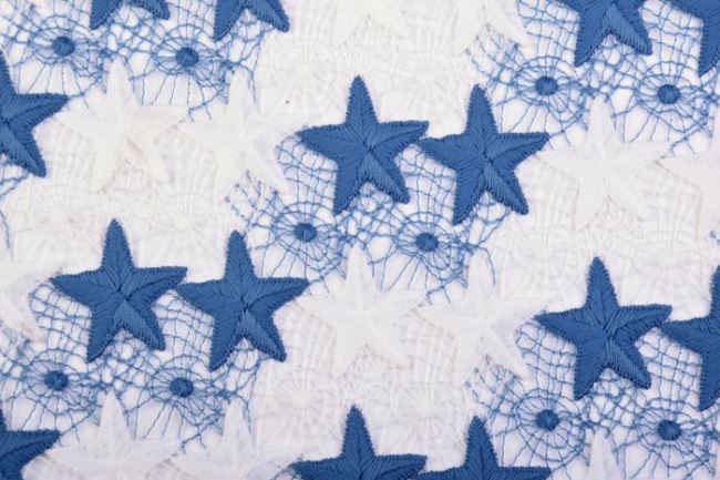 Čipka s tkaným vzorom modrých hviezd 5895/050-15