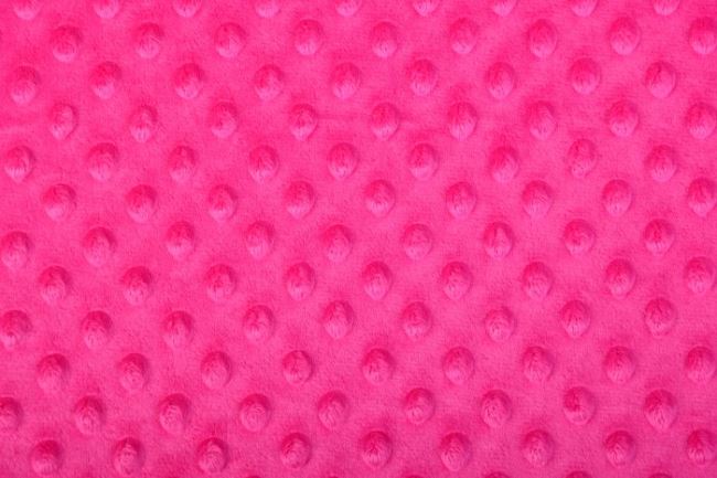 Minky fleece v sýto ružovej farbe s vytlačenými bodkami 03347/017