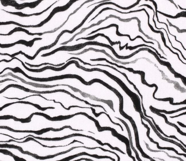 Viskózová látka v bielej farbe s abstraktnou potlačou 19621/050
