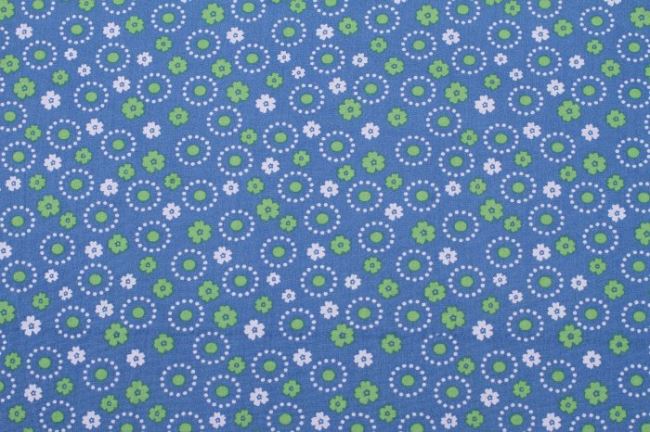 Bavlna modrá s kvetmi a bodkami 6492/005