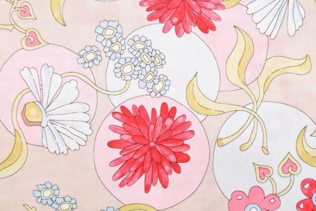 Americká bavlna na patchwork s maľovanými kvetmi 199PYOPM/116