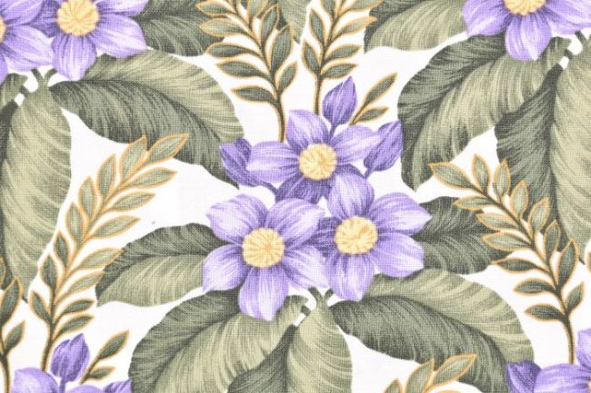 Americká bavlna na patchwork s fialovými kvetmi 199PYOPM/101