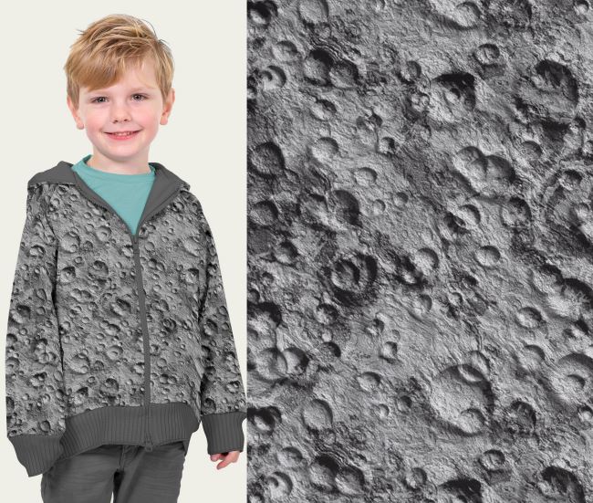 Softshell v šedej farbe s digitálnou potlačou mesačných kráterov 20439/063