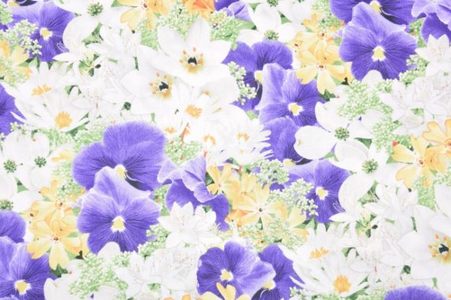 Americká bavlna na patchwork s potlačou kvetín 199PYOPM/103
