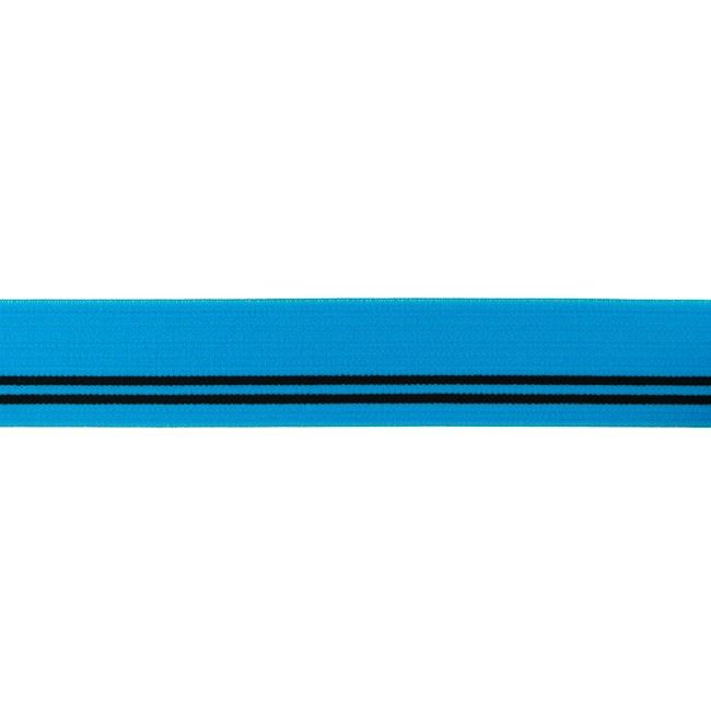 Bielizňová guma o šírke 30 mm v tyrkysovej farbe s čiernym pruhom 453R-32186