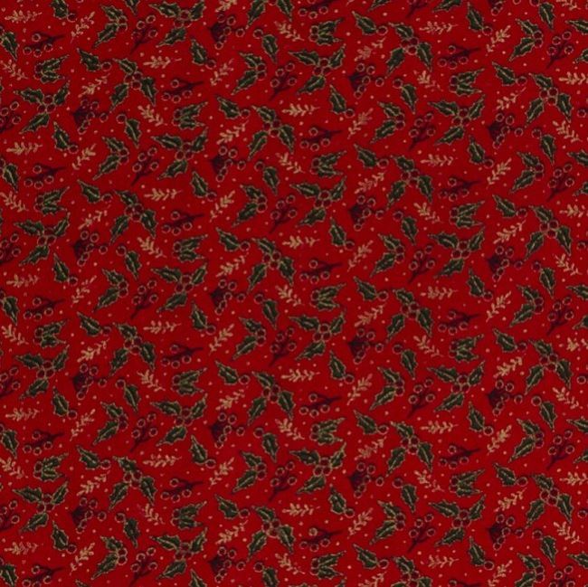 Vianočná látka z bavlny v červenej farbe s cestmínom 14715/015