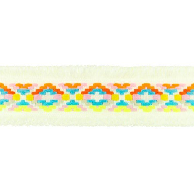Popruh v smotanovej farbe so strapcami a vyšitým vzorom 32484