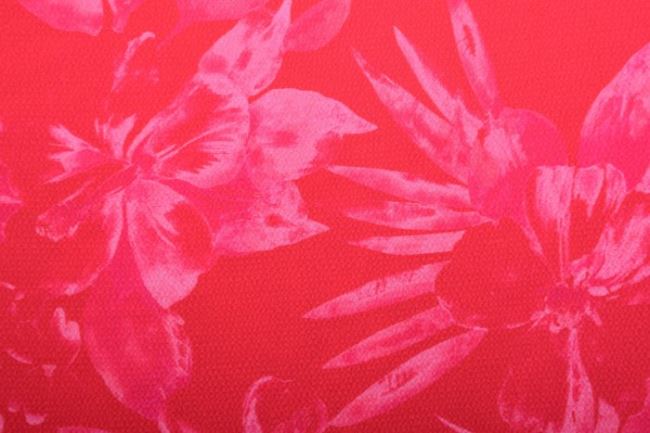 Blúzkovina v červenej farbe s ružovými kvetmi 8N395/021