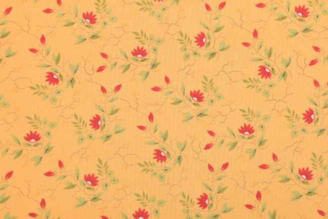 Americká bavlna na patchwork z kolekcie Moda s kvetmi a listami od Jo Morton 38093-14
