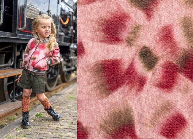 Silnejšia pletenina v ružovej farbe so vzorom 14017/012