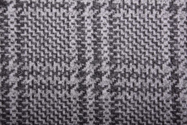 Kabátová látka na pletenině se vzorem módní kostky 18147/069