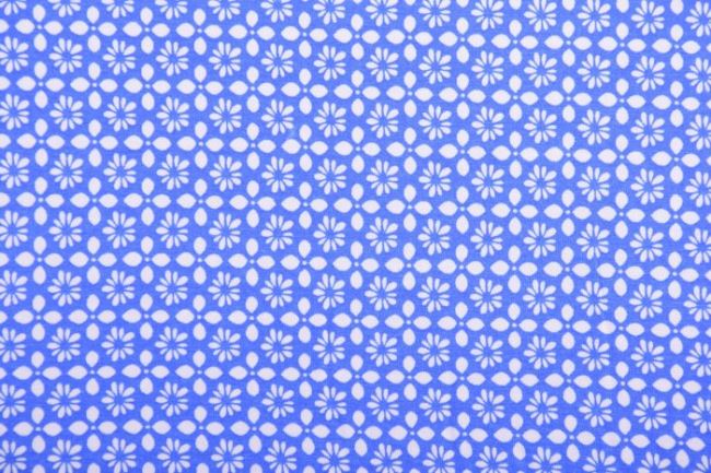 Viskózový úplet v modrej farbe s kvetmi 4305/004