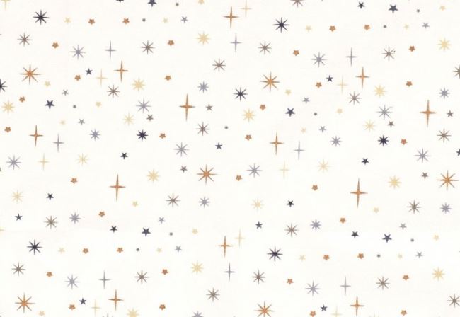 Vianočná látka z bavlny v smotanovej farbe s hviezdičkami 16701/051