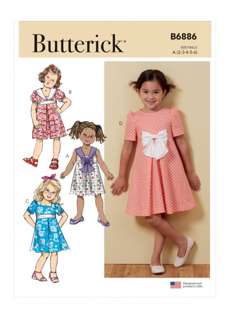Strih Butterick na detské šatôčky vo veľ.2-6 B6886-A