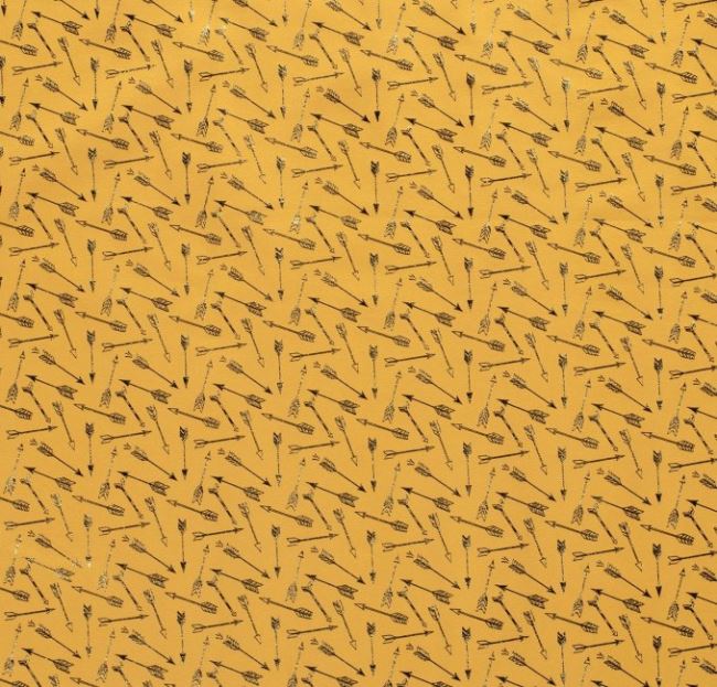 Bavlnený úplet žltej farby so zaltými šípmi 13045/034
