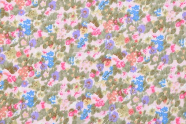 Mušelín v ružovej farbe s kvetmi 13594/011