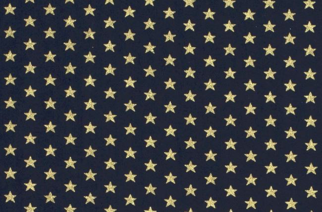 Vianočná látka z bavlny v tmavo modrej farbe s hviezdami 12703/008