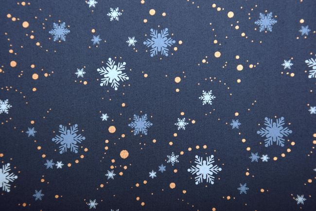 Vianočná bavlnená látka v tmavo modrej farbe 16702/008