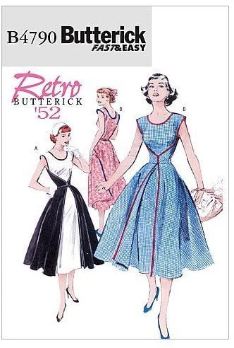 Strih Butterick na dámske retro šaty vo veľkosti 46-52 B4790-FF