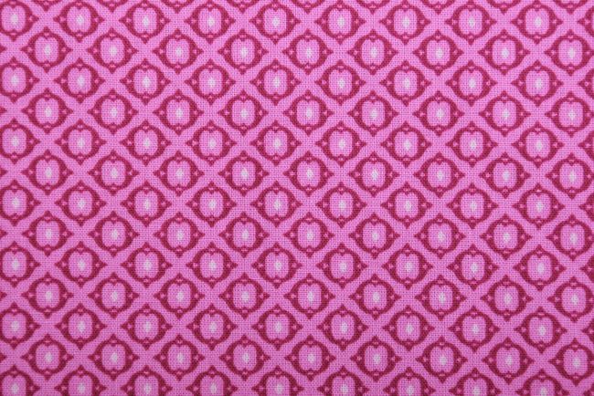 Popelín v ružovej farbe s ozdobnou potlačou ornamentov 19422/013