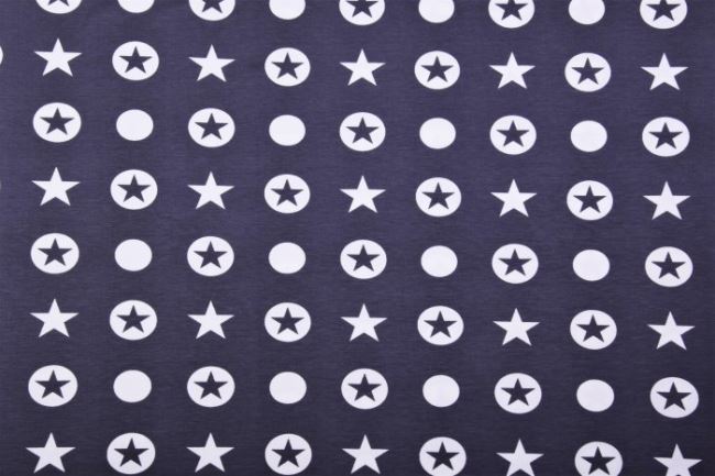 Bavlnený úplet s bodkami a hviezdami v šedej farbe 2504/068