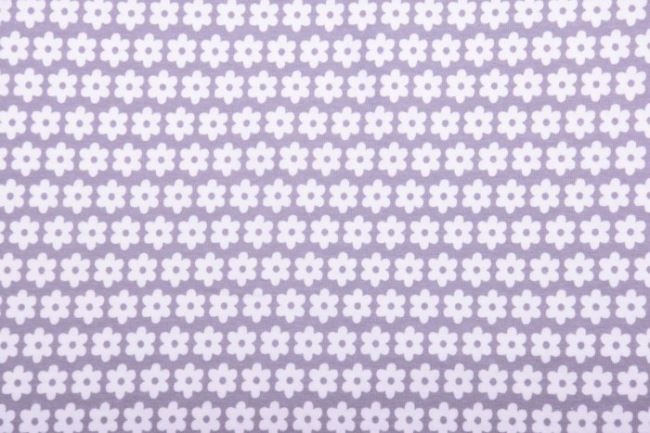 Bavlnený úplet v šedej farbe s potlačou kvetín KC1072-202