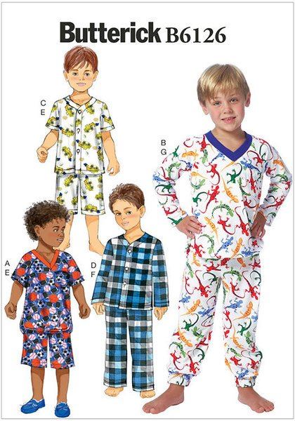 Strih Butterick na detské pyžamo vo veľkosti 122-134 B6126-CL
