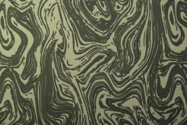 Bavlnený úplet so zeleným mramorovým vzorom 80687