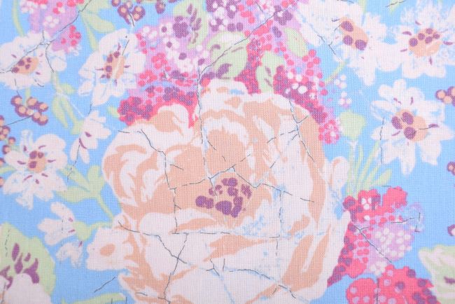 Americká bavlna na patchwork s potlačou kvetín a ornamentov 199PYOPM/148
