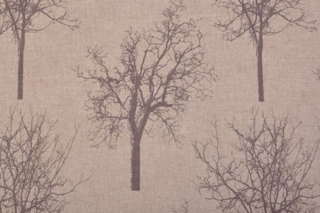 Dekoračná látka s potlačou šedých stromov 1263/068