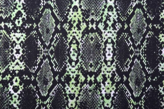 Bavlnený úplet so zeleným hadím vzorom 63567